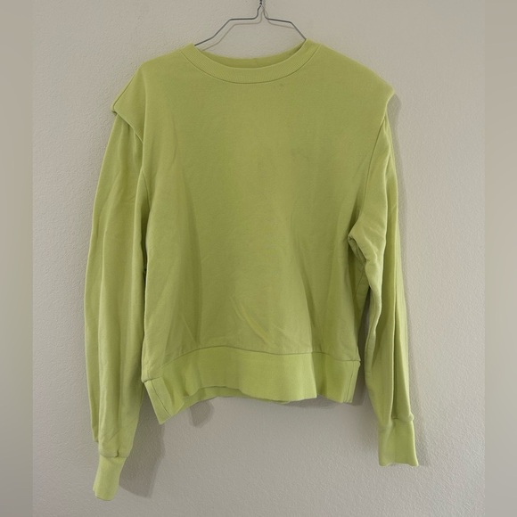 Pistola Kirsten Shoulder Pad Sweatshirt Citron Yellow Neon Women’s Sz Small Crew - Picture 2 of 13